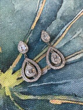 CZ Nested Drop Chandelier Earrings